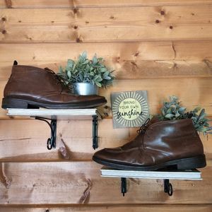 Johnston Murphy 💙 20-6580 Sheepskin Leather Brown Ankle Chukka Boots Split 12M